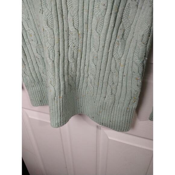 Talbots Woman S Cable Knit Sweater Sage Multicolor Dots Mock Neck Pullover... - Picture 6 of 10